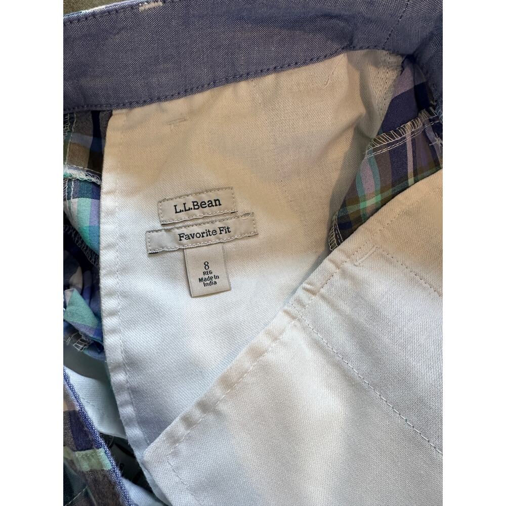 Women's L.L.Bean Favorite Fit Blue Patchwork Madras Chino Shorts 8 - Picture 5 of 5